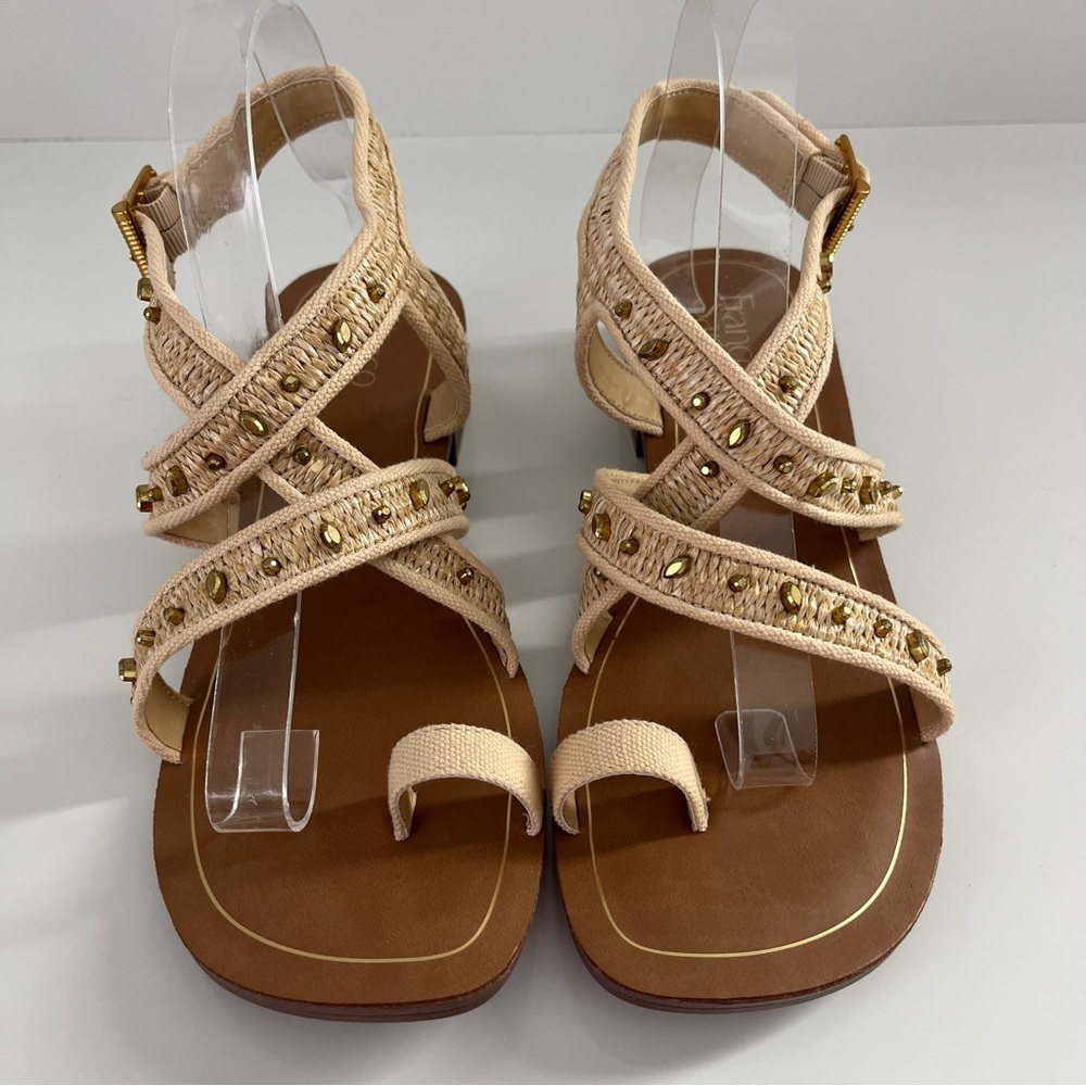 FRANCO SARTO Ina Toe Loop Sandal In Natural Raffia NEW - Picture 5 of 12